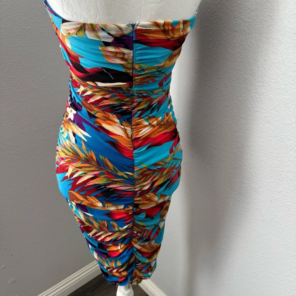 Boston Proper Bodycon Tropical‎ Floral Travel Halter Dress Size 6 NWOT Vacation